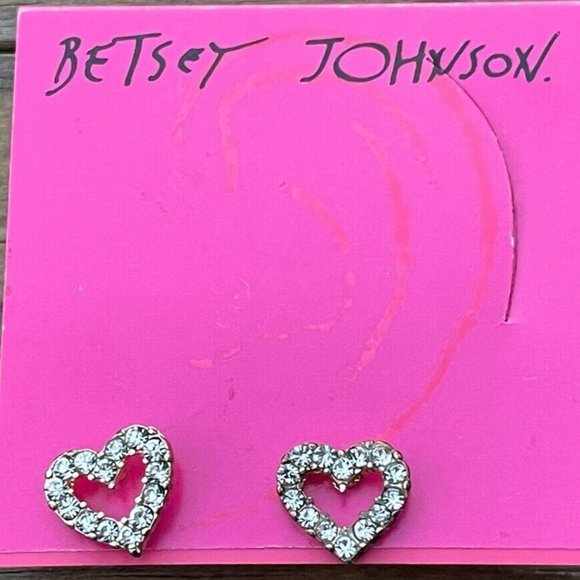 Betsey Johnson Jewelry - Betsey Johnson Earrings Valentines Day Gift Heart shape Earring Crystal Accent